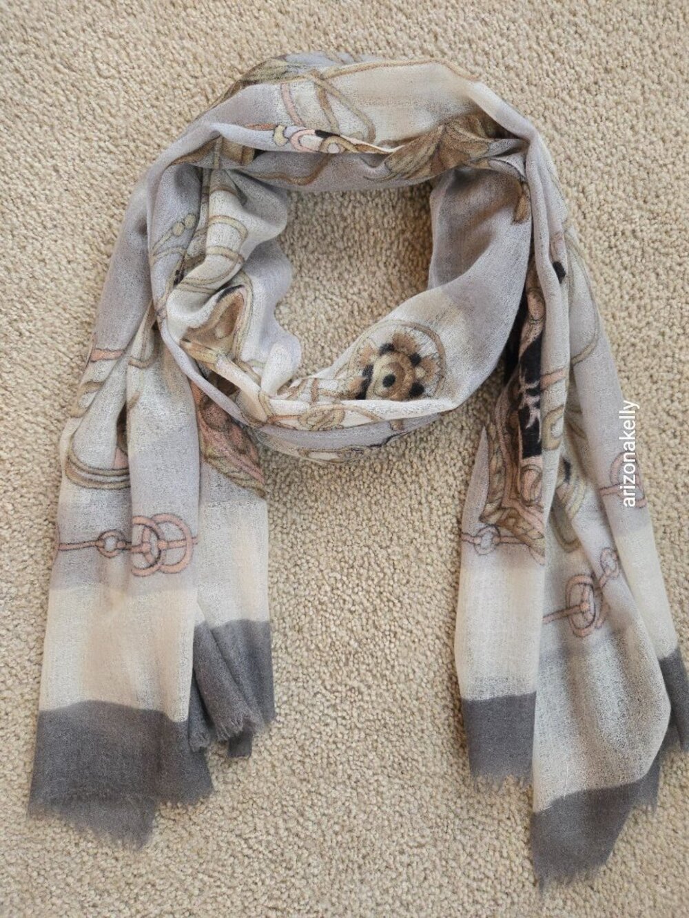 NWOT Cashmere Cinta Equestrian Lightweight Woven Scarf - Picture 5 of 13